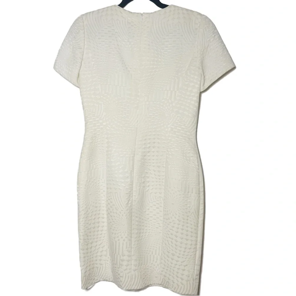 Vintage Escada Cream Jacquard Sheath Dress Silk Blend EU 34 US 4 minimal luxe - Picture 6 of 9
